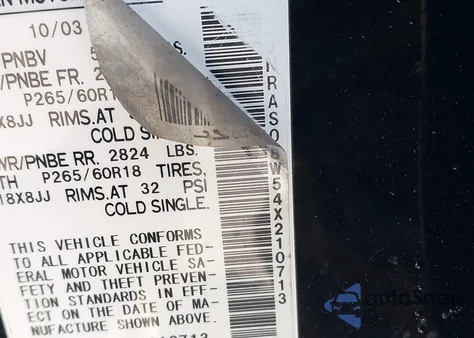 2004 Infiniti Fx35 из США, поврежденный, VIN JNRAS08W54X210713